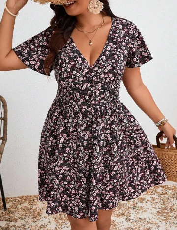 Rochie scurta SHEIN CURVE, floral print