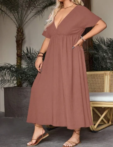 Rochie lunga SHEIN CURVE, roz pudra inchis