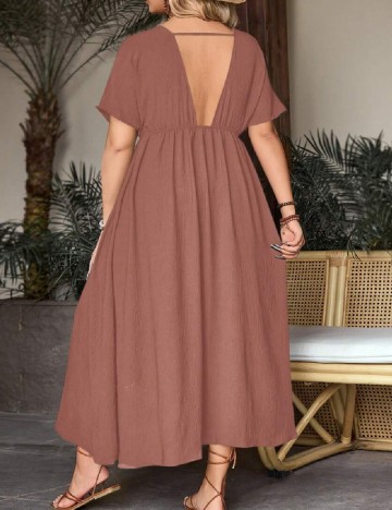 Rochie lunga SHEIN CURVE, roz pudra inchis