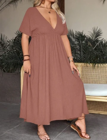 Rochie lunga SHEIN CURVE, roz pudra inchis