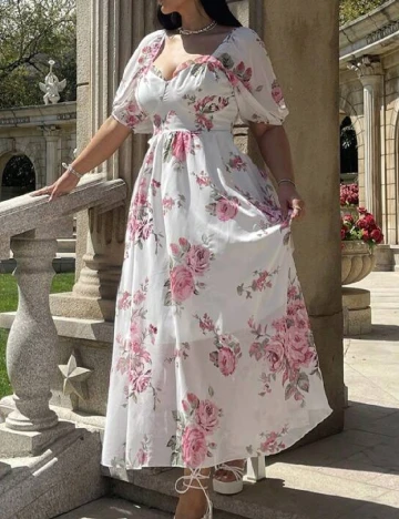 Rochie lunga SHEIN CURVE, floral print