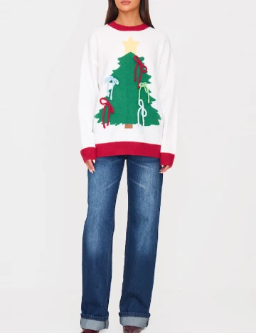 Pulover PRETTYLITTLETHING, alb