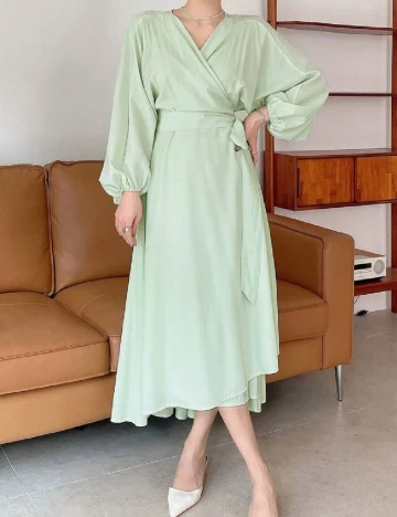 Rochie medie Dazy, verde deschis