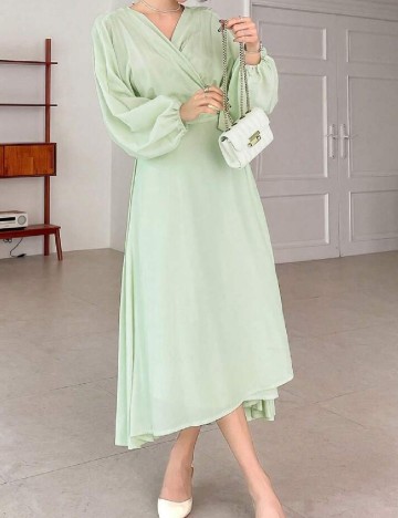 Rochie medie Dazy, verde deschis