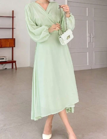Rochie medie Dazy, verde deschis