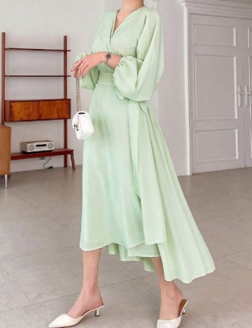 Rochie medie Dazy, verde deschis