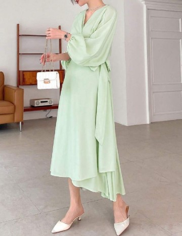 Rochie medie Dazy, verde deschis