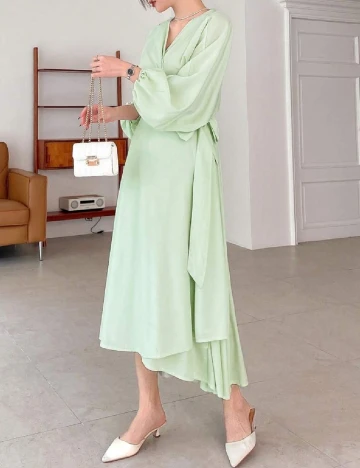 Rochie medie Dazy, verde deschis