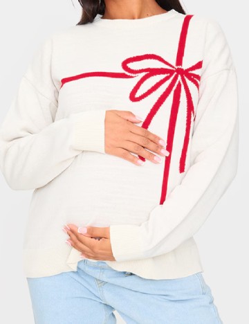 Pulover Oversize PRETTYLITTLETHING Maternity, bej