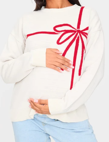 Pulover Oversize PRETTYLITTLETHING Maternity, bej