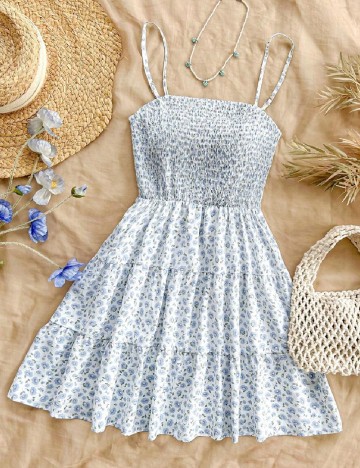 Rochie scurta SHEIN, alb floral