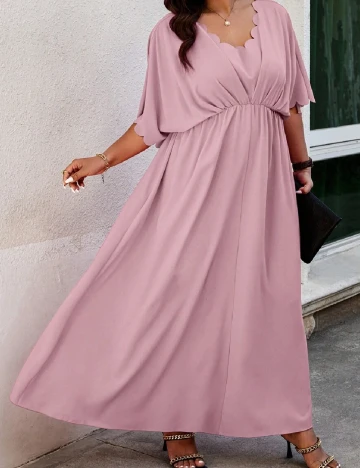 Rochie lunga SHEIN CURVE, roz pudra