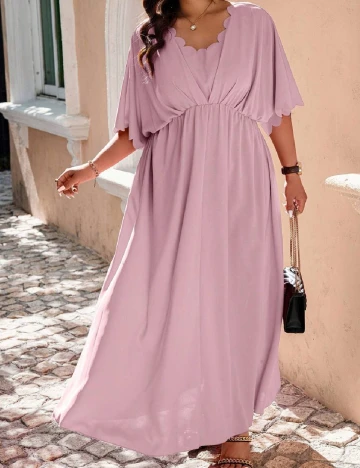 Rochie lunga SHEIN CURVE, roz pudra