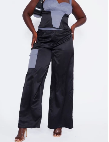 Pantaloni PRETTYLITTLETHING Plus Size, negru