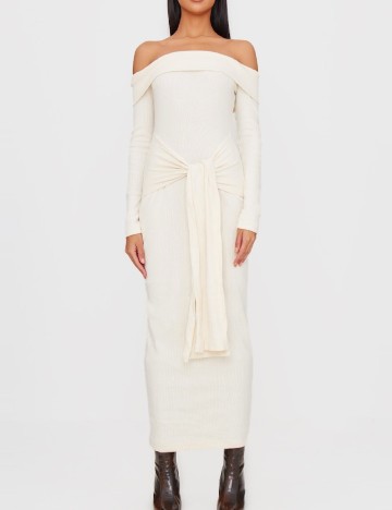 Rochie medie PRETTYLITTLETHING, ecru