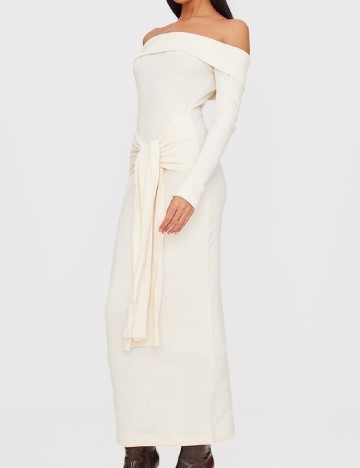 Rochie medie PRETTYLITTLETHING, ecru