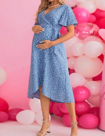 Rochie medie SHEIN Maternity, albastru