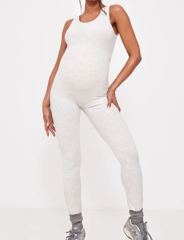 Salopeta PRETTYLITTLETHING Maternity, gri deschis