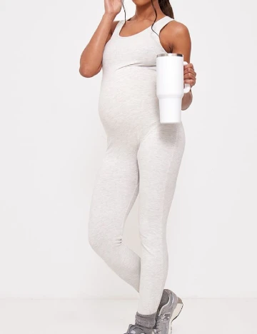 Salopeta PRETTYLITTLETHING Maternity, gri deschis