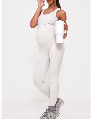 Salopeta PRETTYLITTLETHING Maternity, gri deschis