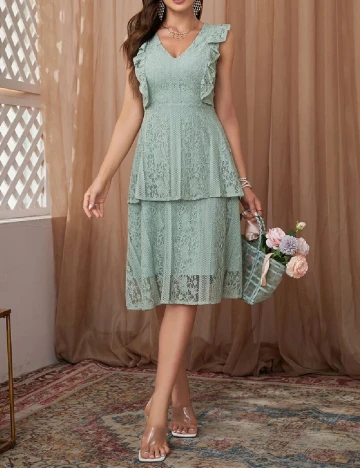 Rochie medie Ticosa, verde Verde