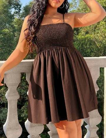 Rochie scurta SHEIN CURVE, maro