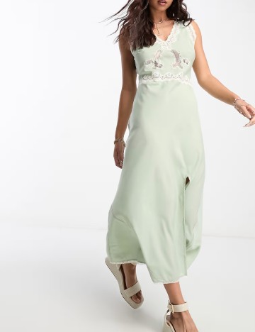
						Rochie lunga Reclaimed Vintage, verde