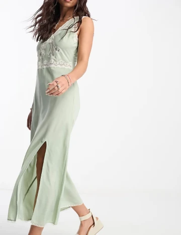 Rochie lunga Reclaimed Vintage, verde