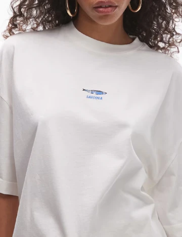 Tricou Oversize Top Shop, ecru