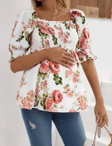 Bluza SHEIN Maternity, alb