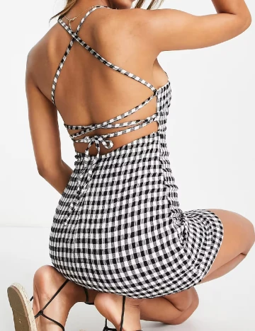 Rochie scurta Pull&Bear, alb/negru Negru