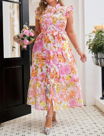 Rochie lunga SHEIN CURVE, floral print