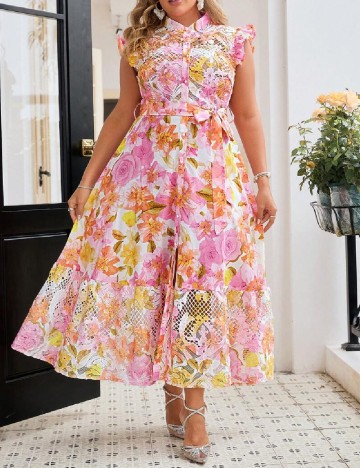 Rochie lunga SHEIN CURVE, floral print