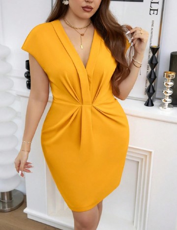 Rochie scurta SHEIN CURVE, galben