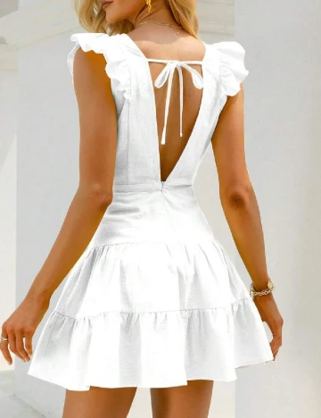 Rochie scurta Double Crazy, alb