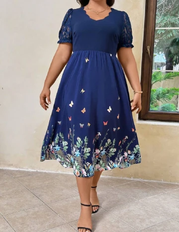 Rochie medie SHEIN CURVE, albastru