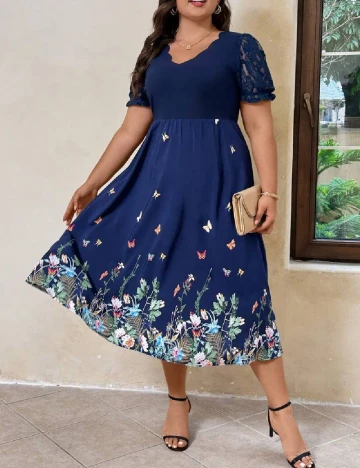 Rochie medie SHEIN CURVE, albastru