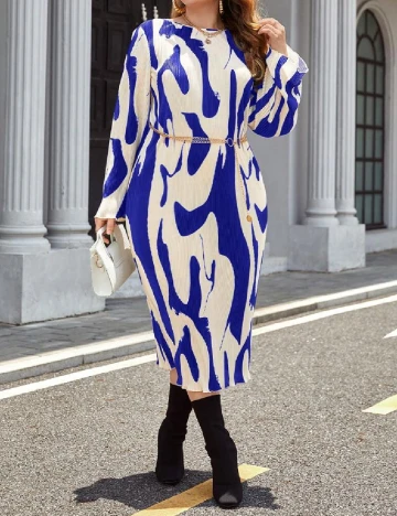 Rochie medie SHEIN CURVE, albastru/alb Albastru