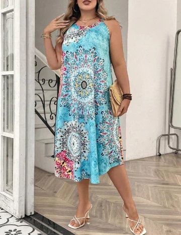Rochie medie SHEIN CURVE, turcoaz