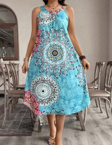 Rochie medie SHEIN CURVE, turcoaz