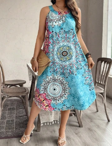 Rochie medie SHEIN CURVE, turcoaz