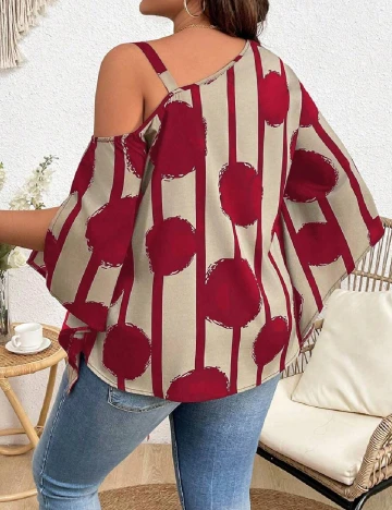 Bluza SHEIN CURVE, bej/rosu