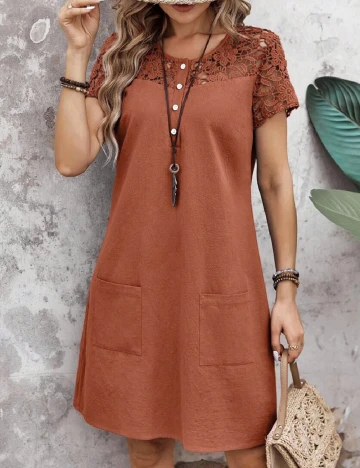 Rochie scurta SHEIN, caramiziu