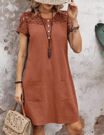 Rochie scurta SHEIN, caramiziu