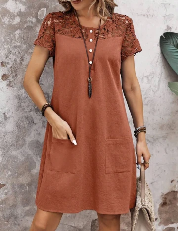 Rochie scurta SHEIN, caramiziu
