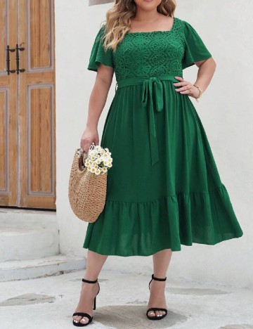 Rochie medie SHEIN CURVE, verde