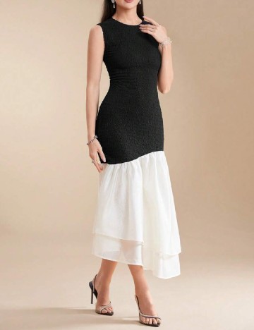 Rochie medie SHEIN, negru/alb