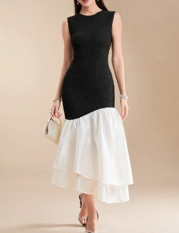Rochie medie SHEIN, negru/alb