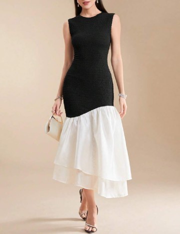 Rochie medie SHEIN, negru/alb