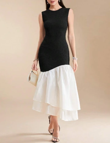 Rochie medie SHEIN, negru/alb
